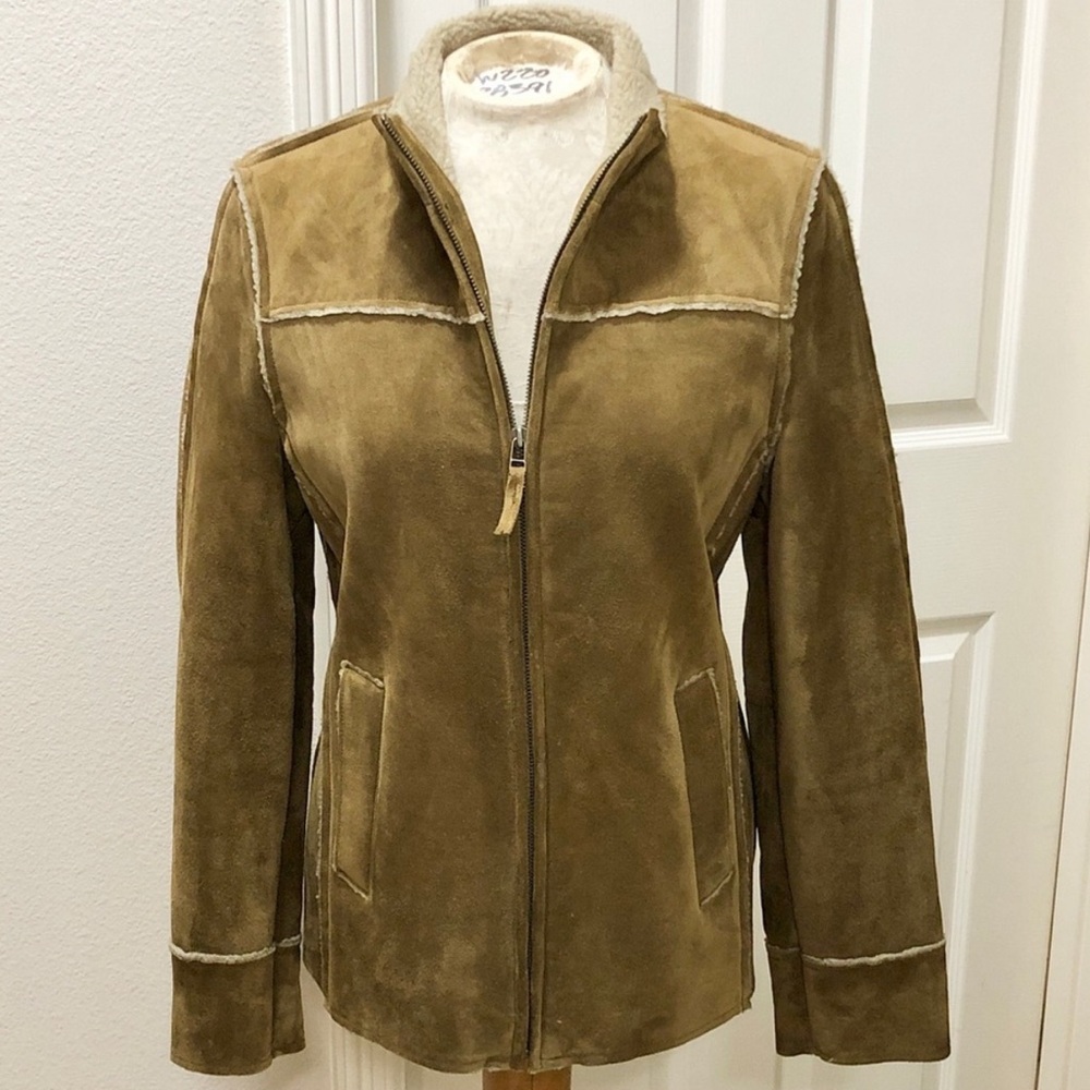 Vintage Y2K Gap Leather faux Shearling Lined Coat XS